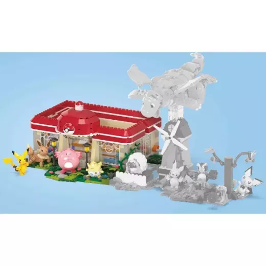 MEGA Pokemon Building Toy Kit, Forest Pokémon Center with 4 Action Figures - 648pcs