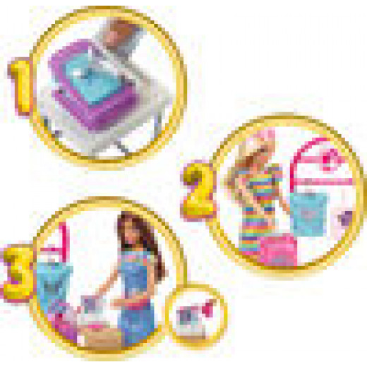 Barbie Make and Sell Boutique Playset with Brunette Doll, Foil Design Tools, Clothes and Accessories