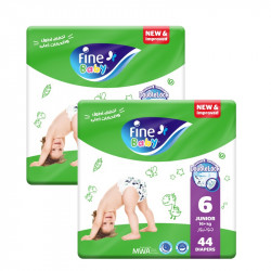 Fine Baby junior Diapers ,  Double Lock Mega  Pack ,Size 6, 16+ Kg, 44 Diapers, 2 Packs