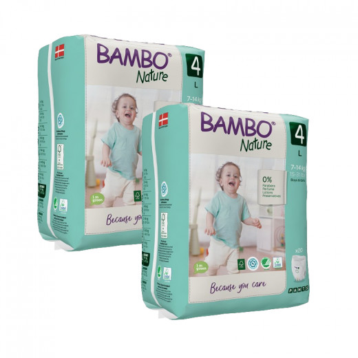 Bambo Nature Pants Size 4 (7-14 Kg), 20 diapers, 2 Packs