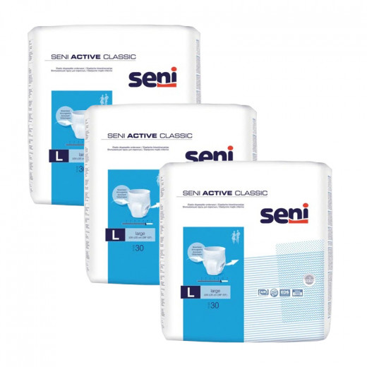 Seni Active Adult Underwear, Large Size, 30 Pieces, 3 Packs