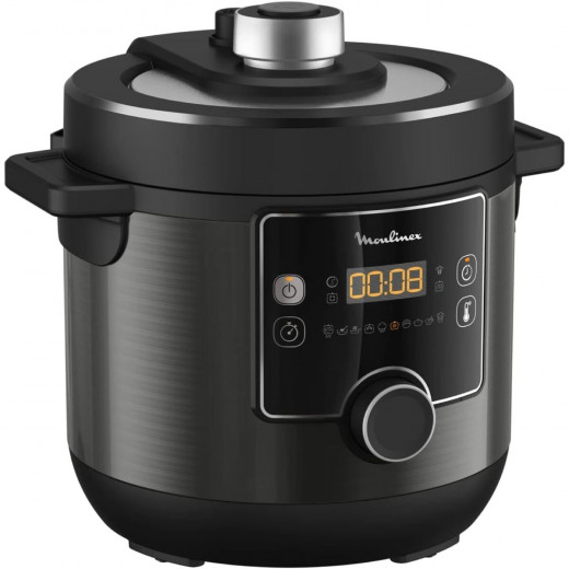 Moulinex 1200W Turbo Cuisine Maxi Fast Electrical Pressure Cooker Grey and Black 7.5 Liter