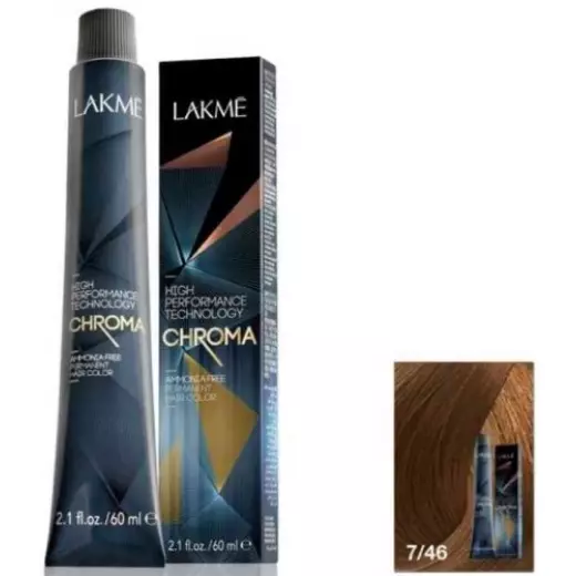 Lakme Chroma Chestnut Copper Medium Blonde Cream Hair Color 7/46