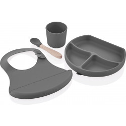 BabyJem Silicone Feeding Set, Grey