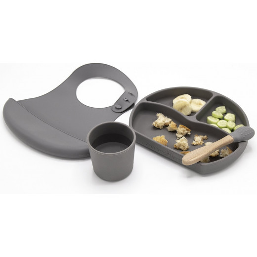 BabyJem Silicone Feeding Set, Grey