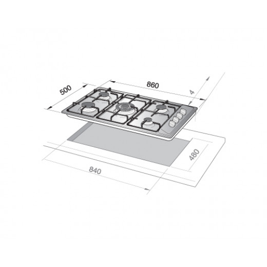 ELBA Built-In Gas Hobs 90cm