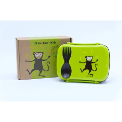 Carl Oscar N'ice Box - Lunch box with cooling element for children - Lime - spider - 17 x 12.5 x 6.3 cm