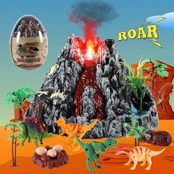 Kids Dinosaur Volcano Toys with Dino Figures Rocks Nest Eggs