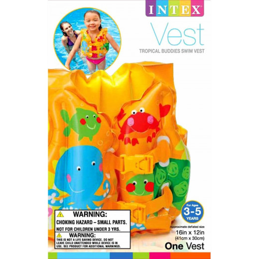 Intex 1 Pack Tropical Buddies Swim Vest Ages 3-5