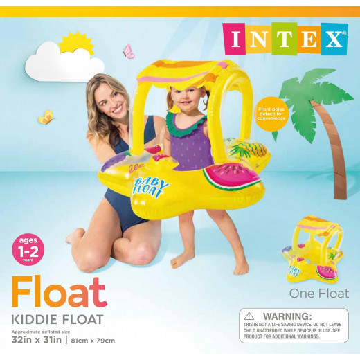 Intex Outdoor Swimming Pool Inflatable Comfortable Shaded Canopy Starfish Lounger Baby Toddler Float Safety Raft, Yellow