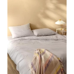 Madame Coco Carla Double Washable Duvet Cover Set with Elastic Sheets - Gray