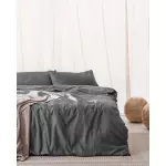 Madame Coco Adrien King Size Striped Covered Duvet Cover Set - Dark Gray