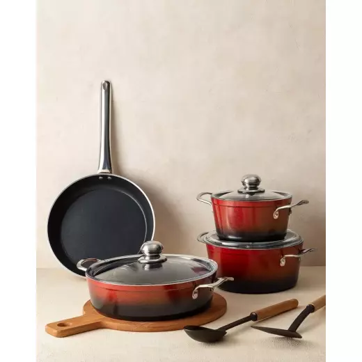 Madame Coco Titanium Professional Cookware Set 7 Pieces - Red