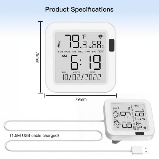 Moes WiFi Smart Temperature & Humidity Sensor with LCD Screen