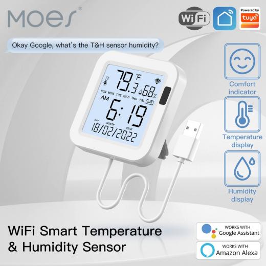 Moes WiFi Smart Temperature & Humidity Sensor with LCD Screen