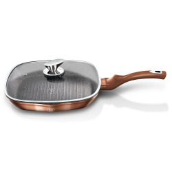 Berlinger Haus Grill Pan with Glass Lid 28 cm  Rose Gold Collection