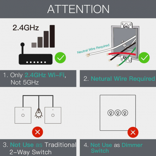 Moes WiFi  Way Smart Light Switch