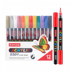 Acrylic  0.7mm Tip Acrylic Paint Markers, 12 Color Paint Pens