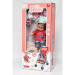 Children's doll toys 12 "cotton body vinyl doll + baby accessories + storage cart