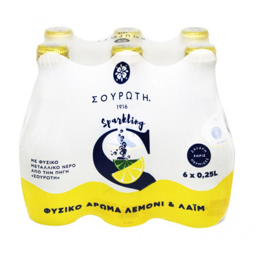 Souroti Sparkling Water Lemon Lime 6x250ml