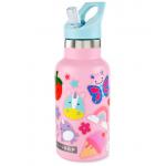 Skip Hop Stainless Steel Canteen Bottle With Stickers - Pink