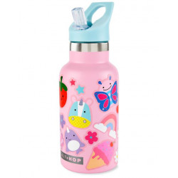 Skip Hop Stainless Steel Canteen Bottle With Stickers - Pink