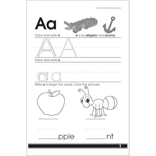 School Zone - Learn The Alphabet Workbook - Ages 4 to 6, Preschool, Kindergarten, Letter Sounds, Uppercase & Lowercase Letters, Tracing, and More (School Zone Little Get Ready!™ Book Series)