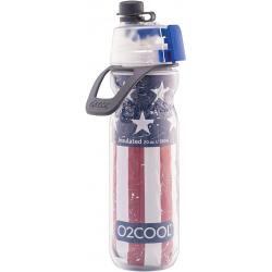 O2COOL Mist 'N Sip Misting Water Bottle 2-in-1 Mist And Sip Function With No Leak Pull Top Spout Sports Water Bottle Reusable Water Bottle - 20 oz (Patriot)