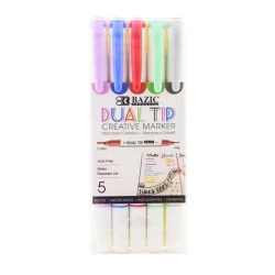 Bazic 5 Colors Dual-tip Creative Markers