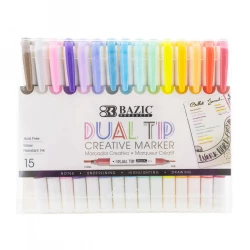 Bazic 15 Colors Dual Tip Creative Marker Pen