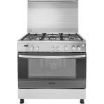 90cm 5-burner gas cooking range with 126.9L self-cleaning oven - Stainless steel