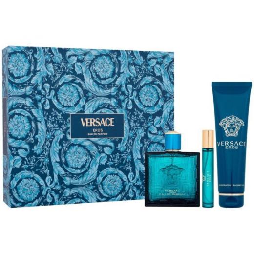 Versace Eros EDT 100Ml + EDT 10Ml + Bath & Shower Gel 150Ml Gift Set For Men