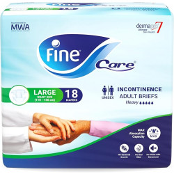 Fine Care Incontinence Unisex Adult Diaper Brief, Large, waist size 100 - 140 cm (39 – 55 Inch), 16 diapers