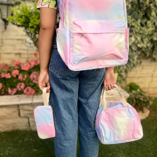 Girls School Backpack Backpack with Lunch Bag & Pencil Case Rainbow Design