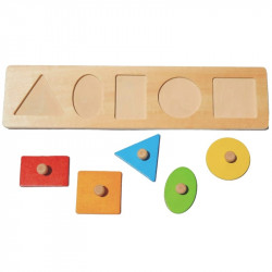 Tooky Toy Wooden Geometric Shapes Inset Puzzle for 1 year old