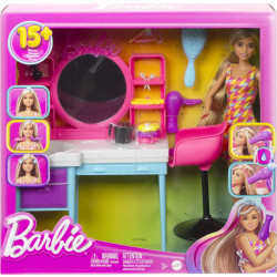 Barbie | Barbie Doll and Hair Salon Playset | Color-Change Hair