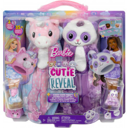 Barbie | Cutie Reveal Slumber Party Gift Set with 2 Dolls & 2 Pets