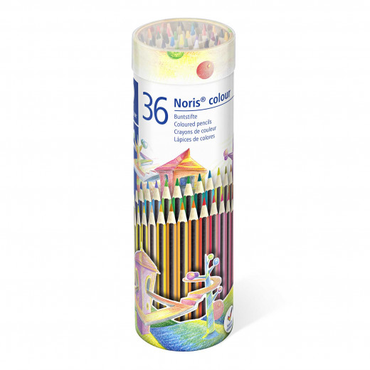 ستيدلر مجموعةمن 36 لون قلم رصاص في علبة معدنية دائرية