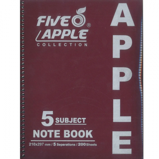 K Back To School | Five Apple Notebook 5 Subject | Random Color