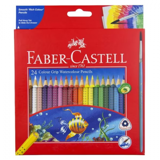 Faber Castell | Grip Water color Triangular Pencils | Set Of 24