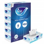 Fine Classic Facial Tissue 100 Sheet X 2 Ply, Pack of 6 Boxes. Sterilized for Germ Protection