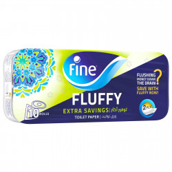 Fine Fluffy Toilet Rolls, 200 Sheets, Pack of 10