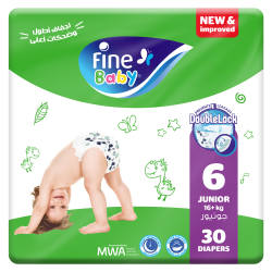 Fine Baby junior Jumbo  Diapers ,  Double Lock Pack ,Size 6, 16+ Kg, 30 Diapers