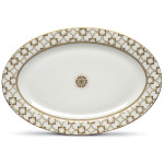 Easy Life Deco Oval Serving Platter Gold & White 36x24.5cm