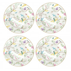 Easy Life Birds Melody 4-Piece Dessert Plate Set in Box - Multicolored