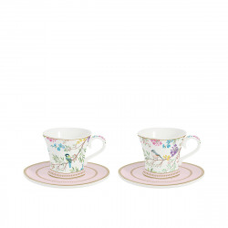 Easy Life Birds Melody 80ml 4-Piece Cups & Saucers Set in Box - Multicolored