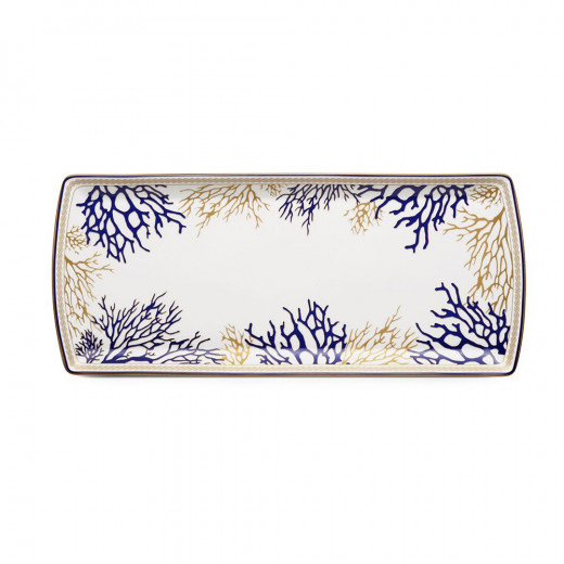 Easy Life Corallo Serving Platter - Blue & Gold 35x15cm