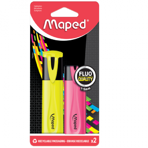 Maped Highlighter Fluo Peps Classic, 2 PCs 1 Yellow + 1 Different Color