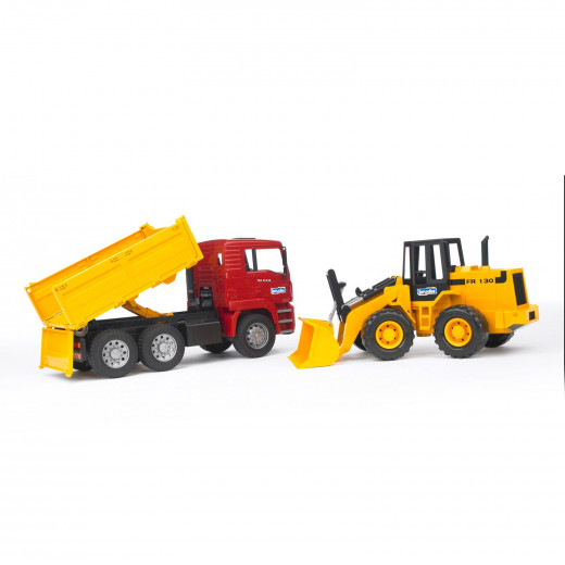 Bruder MAN TGA Construction Truck + Articulated Road Loader, Yellow/Red