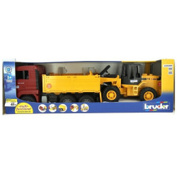 Bruder MAN TGA Construction Truck + Articulated Road Loader, Yellow/Red